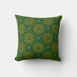 Green and yellow floral pattern cushion