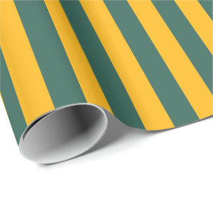 Green and Yellow Gold Vertical Stripe Wrapping Paper