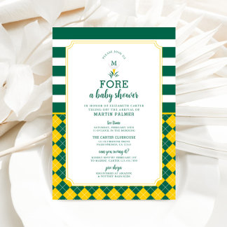 Green and Yellow Golf Baby Shower Invitation
