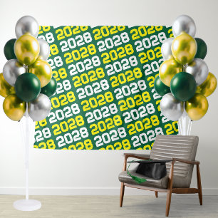 Green and Yellow Graduation Class Year Backdrop Tapestry