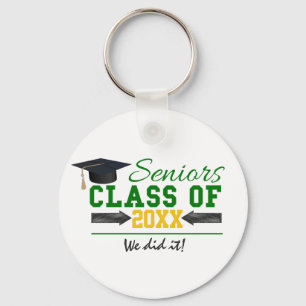 Green and Yellow Graduation Gear Key Ring
