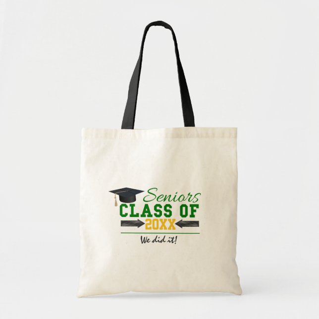 Green and Yellow Graduation Gear Tote Bag (Front)
