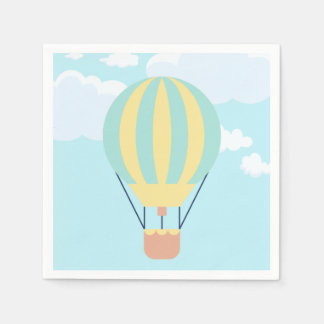Green and Yellow Hot air balloon in the Sky Napkin