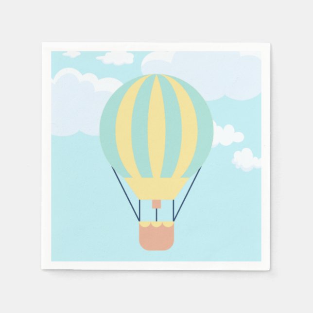 Green and Yellow Hot air balloon in the Sky  Napkin (Front)