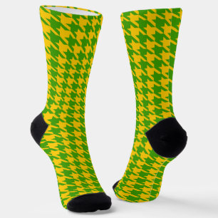Green And Yellow Houndstooth pattern Socks