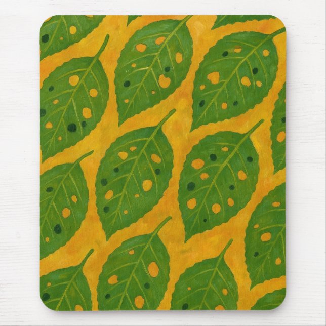 Green and Yellow Leaf Pattern Mousepad (Front)