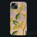 Green and Yellow Leaves on Sunset Background iPhone 13 Case<br><div class="desc">The purple and gold of a sunset background is the perfect contrast to the yellow and green leaves that are the focus of this piece by Megan Meagher. You can almost hear the wind sing as it gently caresses the leaves.</div>