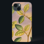 Green and Yellow Leaves on Sunset Background iPhone 13 Case<br><div class="desc">The purple and gold of a sunset background is the perfect contrast to the yellow and green leaves that are the focus of this piece by Megan Meagher. You can almost hear the wind sing as it gently caresses the leaves.</div>