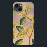 Green and Yellow Leaves on Sunset Background iPhone 13 Case<br><div class="desc">The purple and gold of a sunset background is the perfect contrast to the yellow and green leaves that are the focus of this piece by Megan Meagher. You can almost hear the wind sing as it gently caresses the leaves.</div>