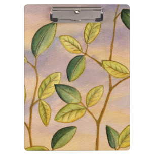 Green and Yellow Leaves on Sunset Background Clipboard