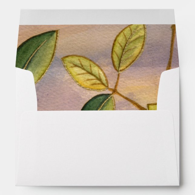 Green and Yellow Leaves on Sunset Background Envelope (Back (Bottom))