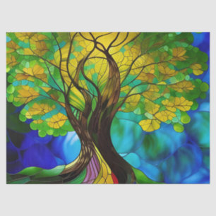 Green and yellow Leaves Tree of Life Tissue Paper