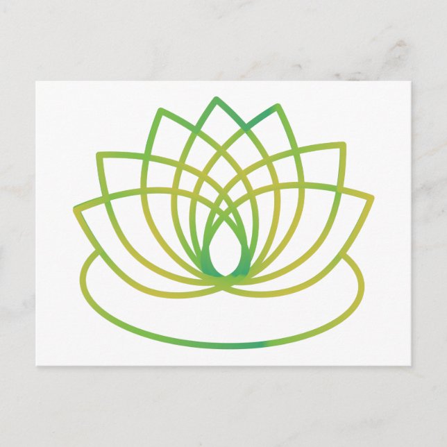 Green and Yellow Lotus Flower Holiday Postcard (Front)