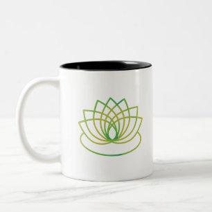 Green and Yellow Lotus Flower Two-Tone Coffee Mug
