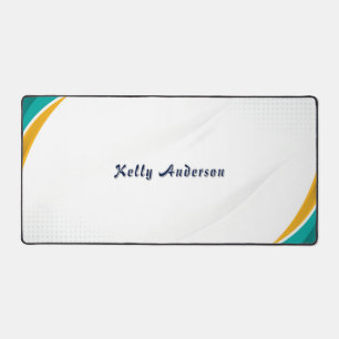 Green and Yellow Modern Pattern with Custom Sign Desk Mat