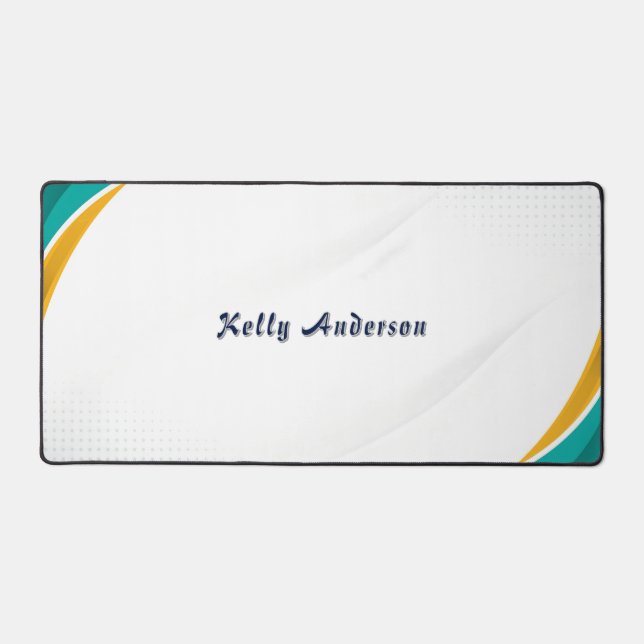 Green and Yellow Modern Pattern with Custom Sign Desk Mat (Front)