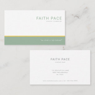 Green and Yellow Modern School Counselor Business Card