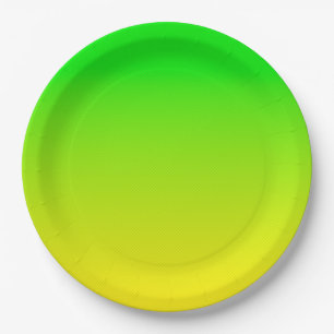 Green and yellow neon gradient paper plate