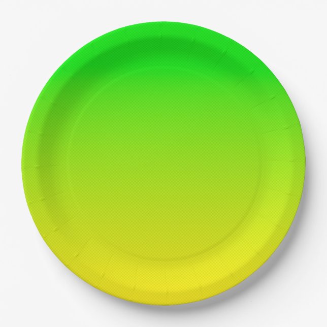 Green and yellow neon gradient paper plate (Front)