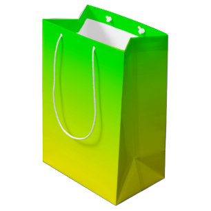 Green and yellow neon gradient wrapping paper medium gift bag