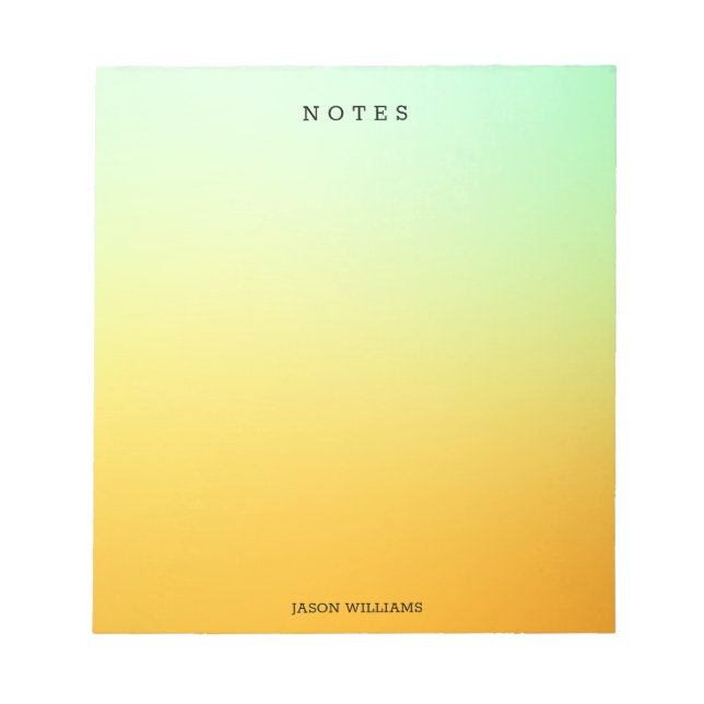 Green and Yellow Ombre Personalised Notepad (Front)