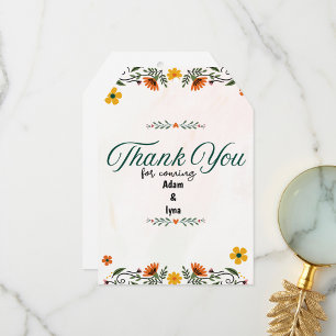 Green and Yellow Organic Watercolor Thank You Card