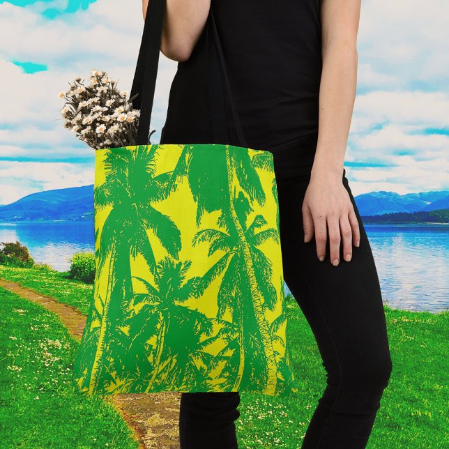 Green and Yellow Palm Trees Design Tote Bag (Creator Uploaded)