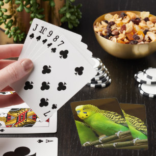 Green and Yellow Parakeet Photo Playing Cards