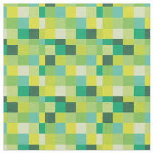 Green and Yellow Pixelated Pattern   Gamer Fabric