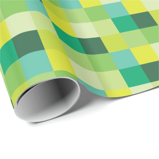 Green and Yellow Pixelated Pattern | Pixel Art Wrapping Paper (Roll Corner)
