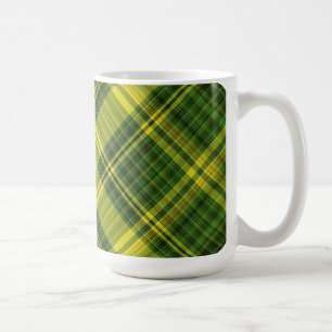 Green and Yellow Plaid (angled) Coffee Mug