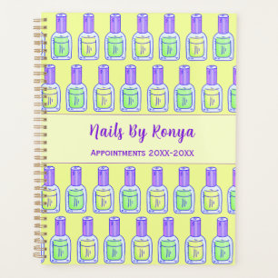Green and Yellow Polish Nail Salon Personalised Planner