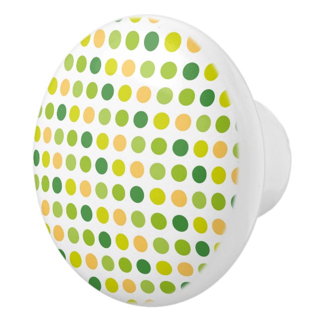 Green and Yellow Polka Dot Ceramic Knob (Right)
