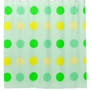 Green and Yellow Polka Dot Shower Curtain