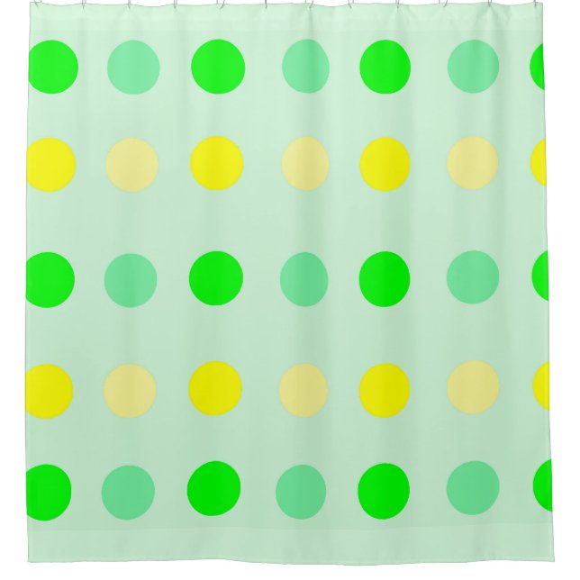 Green and Yellow Polka Dot Shower Curtain (Front)