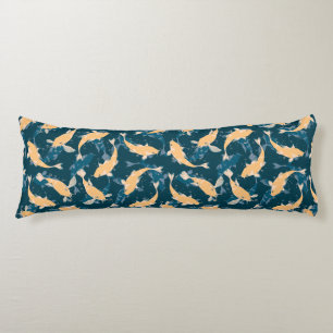 Green And Yellow Repeat Motif   Koi Fish Pattern Body Cushion