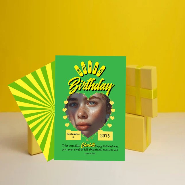 Green and Yellow Retro Birthday Greetings,vintage  Invitation (Creator Uploaded)