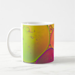 Green and yellow round illustration coffee mug