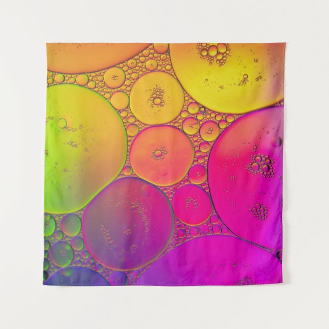 Green and yellow round illustration tapestry (Front)