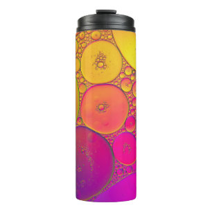 Green and yellow round illustration thermal tumbler