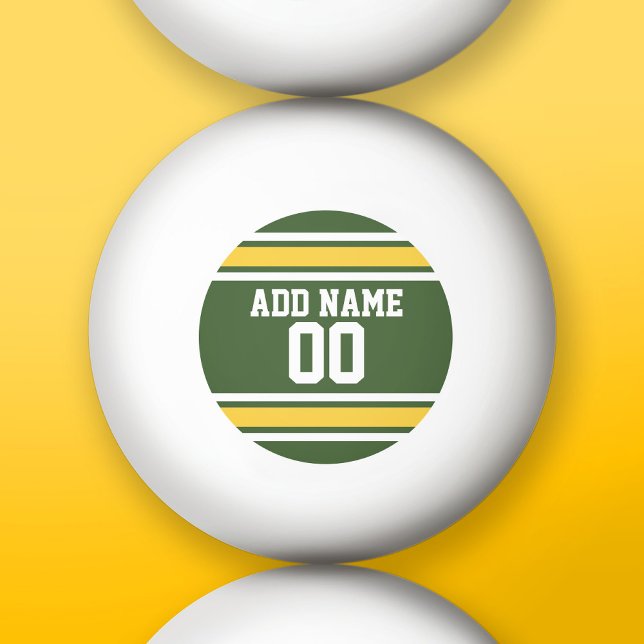 Green and Yellow Sports Jersey Custom Name Number Ping Pong Ball (Custom Ping Pong Balls)