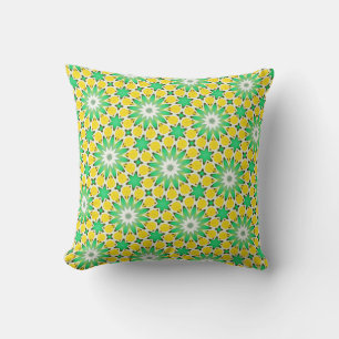 Green and Yellow Star Abstract Cushion