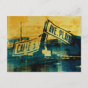 Green and Yellow Street Sign Postcard