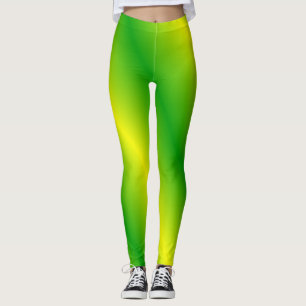 Green and Yellow Striped Leggings