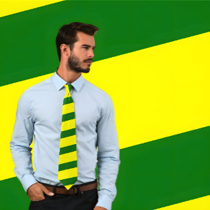 Green and Yellow Striped Tie (Thick Stripes)