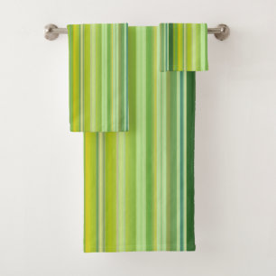 Green and Yellow Stripes Bath Towel Set