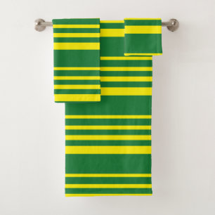 Green and yellow stripes bath towel set