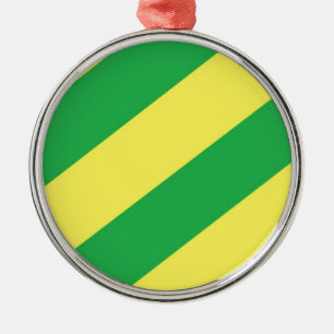 Green and Yellow Stripes Metal Tree Decoration