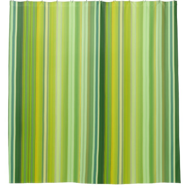 Green and Yellow Stripes Shower Curtain (Front)