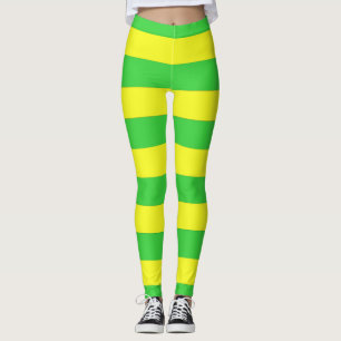 Green And Yellow Stripes Women's Leggings